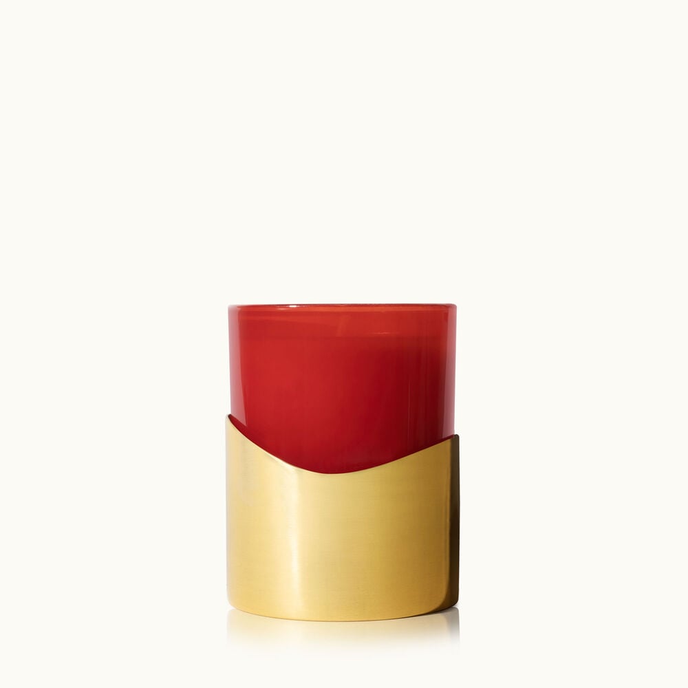 Thymes Simmered Cider Harvest Red Poured Candle with Gold Sleeve image number 0